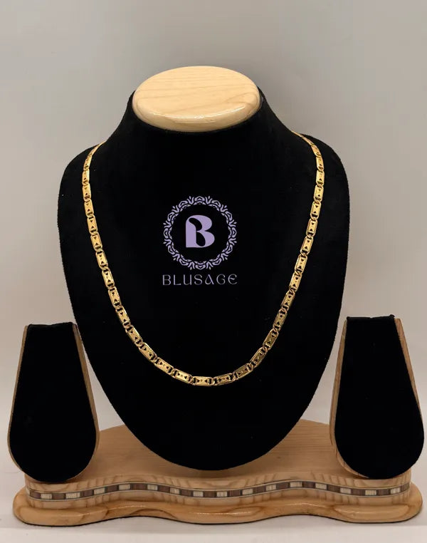 Stylish Double Triangular IGP Brass Gold Plated Nawabi Chain For Stylish Men