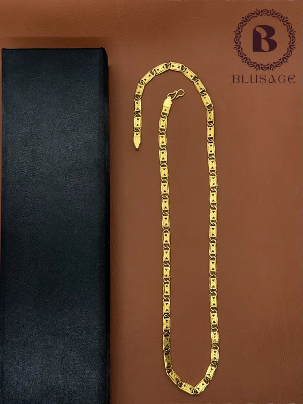 Stylish Double Triangular IGP Brass Gold Plated Nawabi Chain For Stylish Men