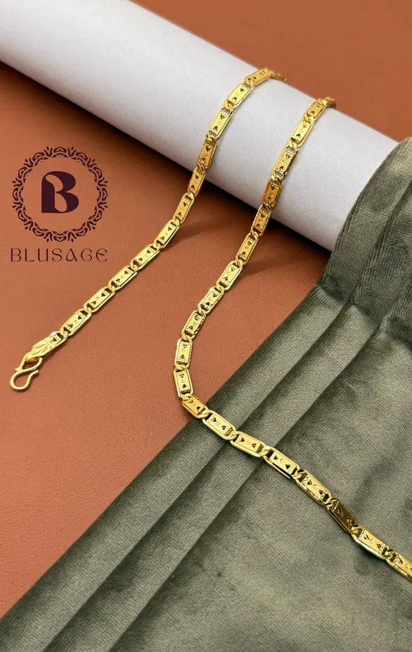 Stylish Double Triangular IGP Brass Gold Plated Nawabi Chain For Stylish Men