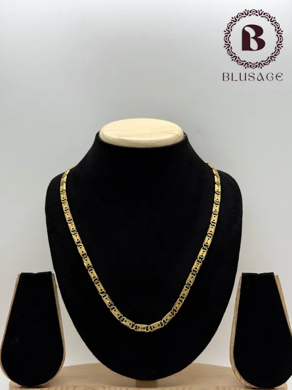 Stylish Double Triangular IGP Brass Gold Plated Nawabi Chain For Stylish Men