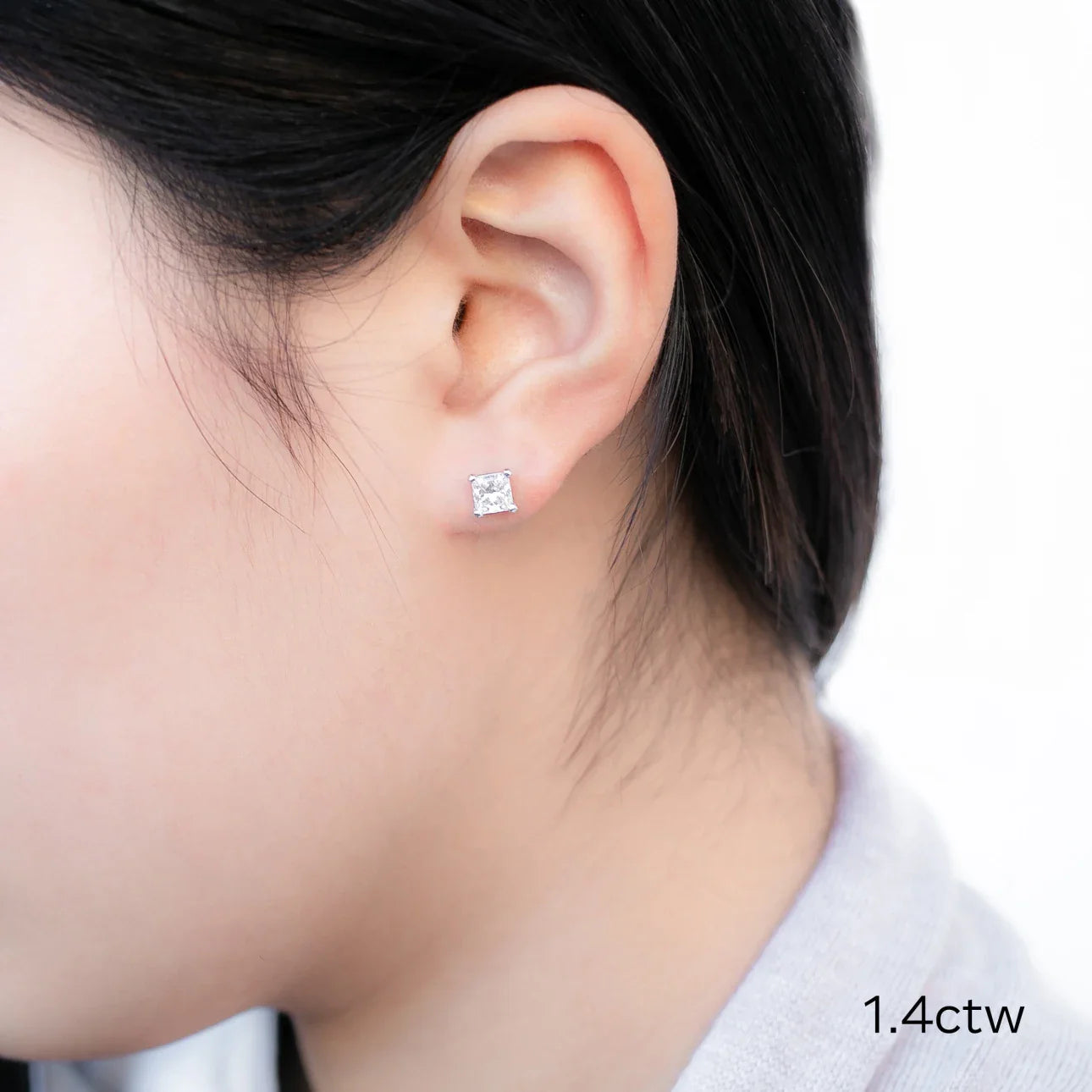 PRINCESS CUT STUD EARRINGS