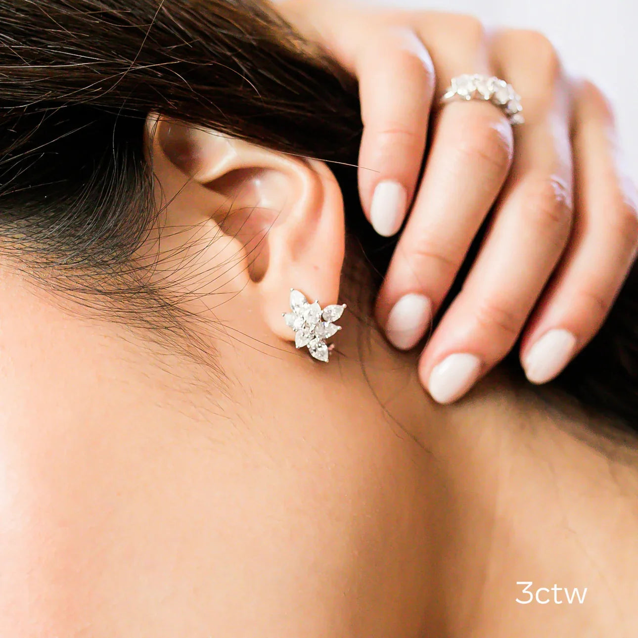 Pear Lab Grown Diamond Cluster Earrings, EF Color, VS Clarity, IGI Certified