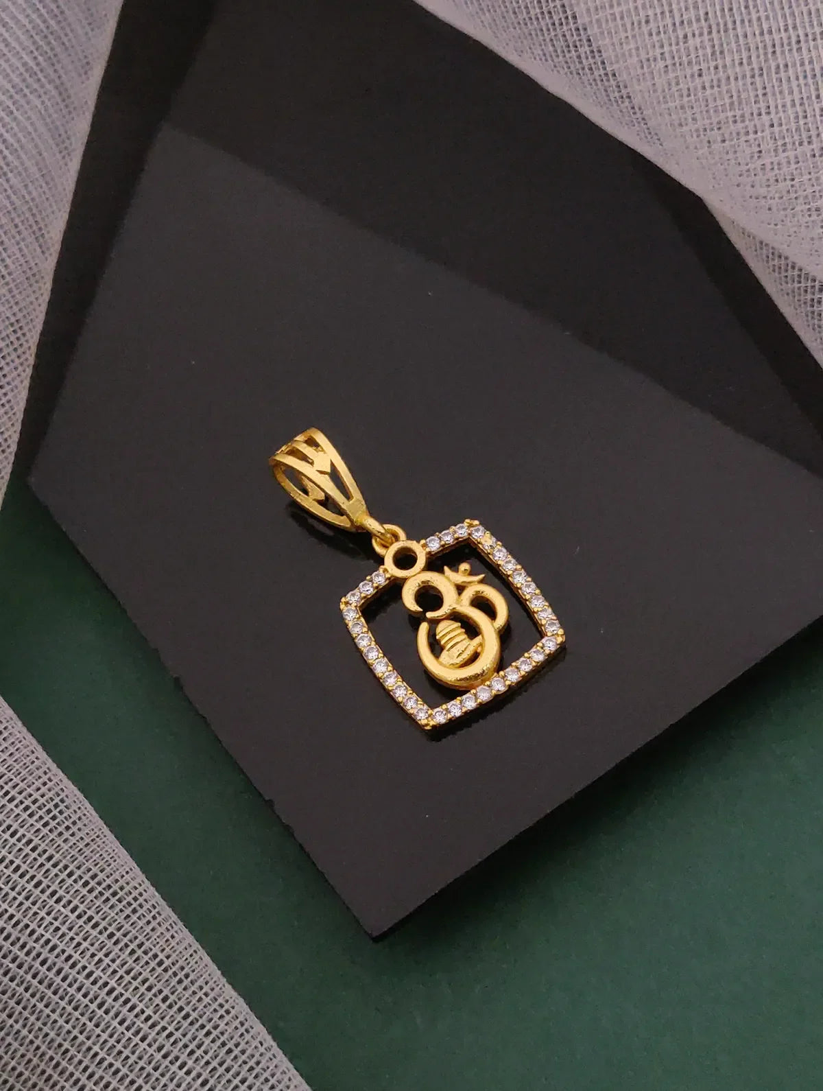 Om shivling Square Frame Pendnat with diamond Decoration