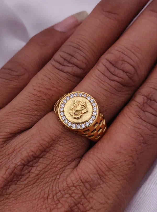 A Diamond Ring with Ganpati ji for Boys & Men