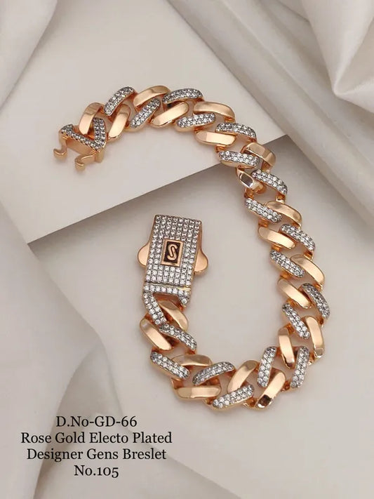 Rose Gold Electo Plated Designer Cuban Bracelet