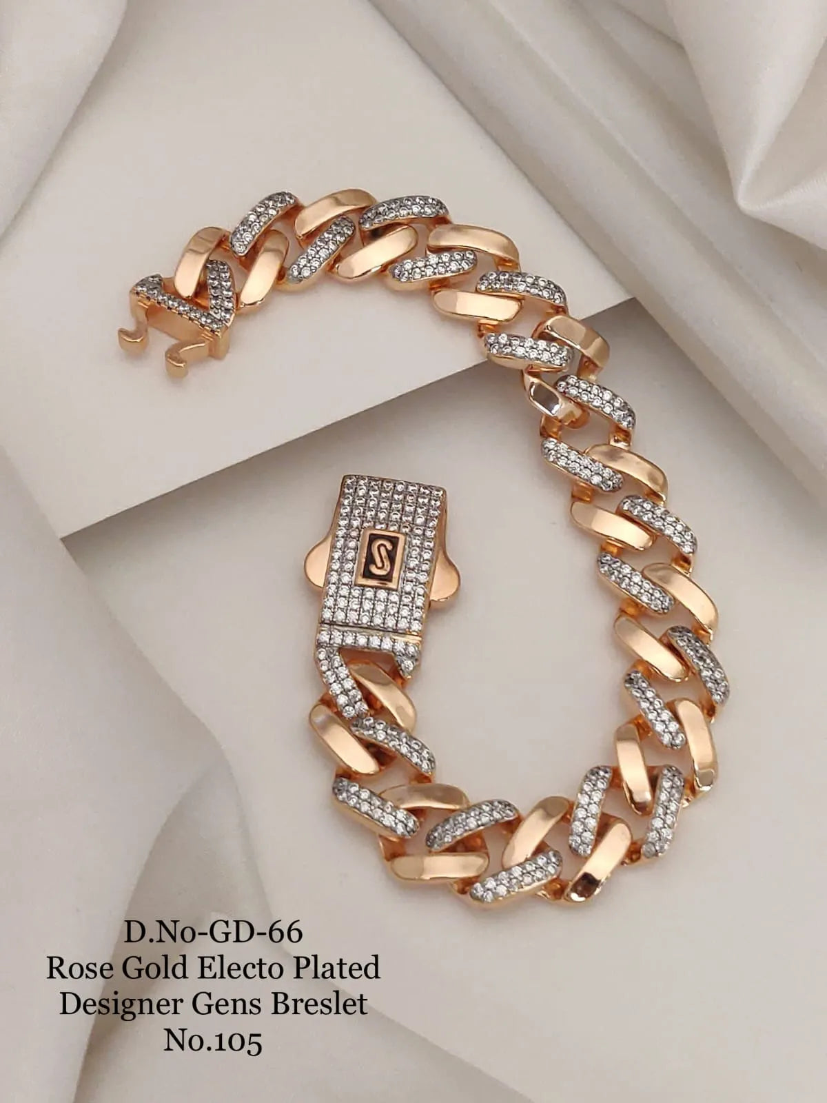 Rose Gold Electo Plated Designer Cuban Bracelet