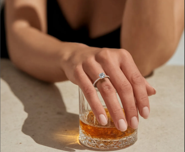 Rose :: Luxury princess cut lab diamond ring with round accent stones white gold