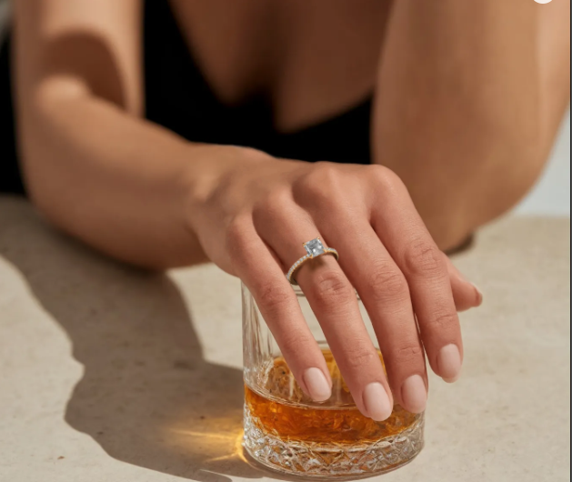 Yellow :: Princess lab grown diamond engagement ring with round accent fine jewelry