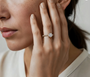 Yellow :: Round lab grown diamond engagement ring with round accent fine jewelry