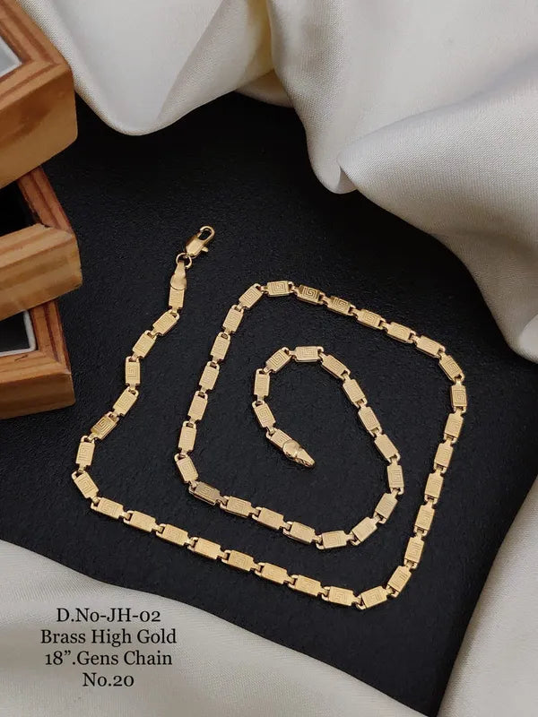 Lock Styled Link Superior Quality Design Golden Color Chain For Men