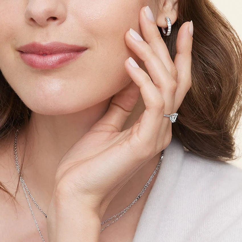 Round Lab Grown Diamond Hoop and Bar Stud Earring Set, EF Color, VS Clarity, IGI Certified