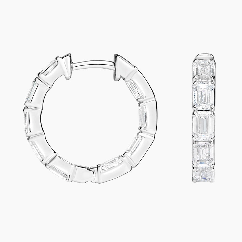 Emerald Lab Grown Diamond Hoop Earrings, EF Color, VS Clarity, IGI Certified