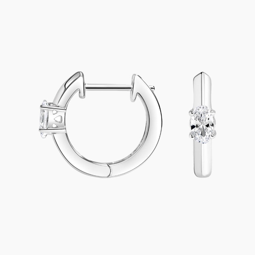 Oval lab Grown Diamond Hoop Earring, EF Color, VS Clarity - IGI Certificate