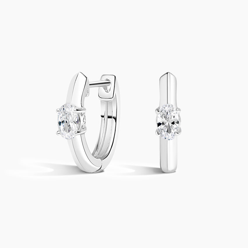 Oval lab Grown Diamond Hoop Earring, EF Color, VS Clarity - IGI Certificate