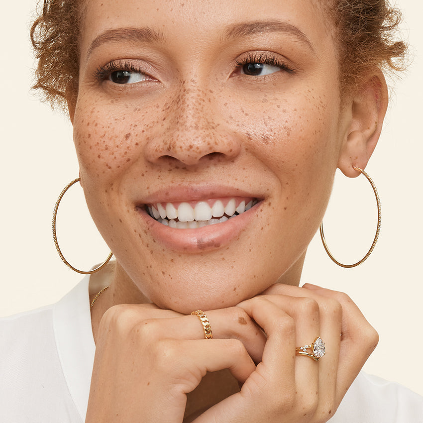 Round Lab Grown Diamond Large Hoop Earrings, EF Color, VS Clarity, IGI Certified