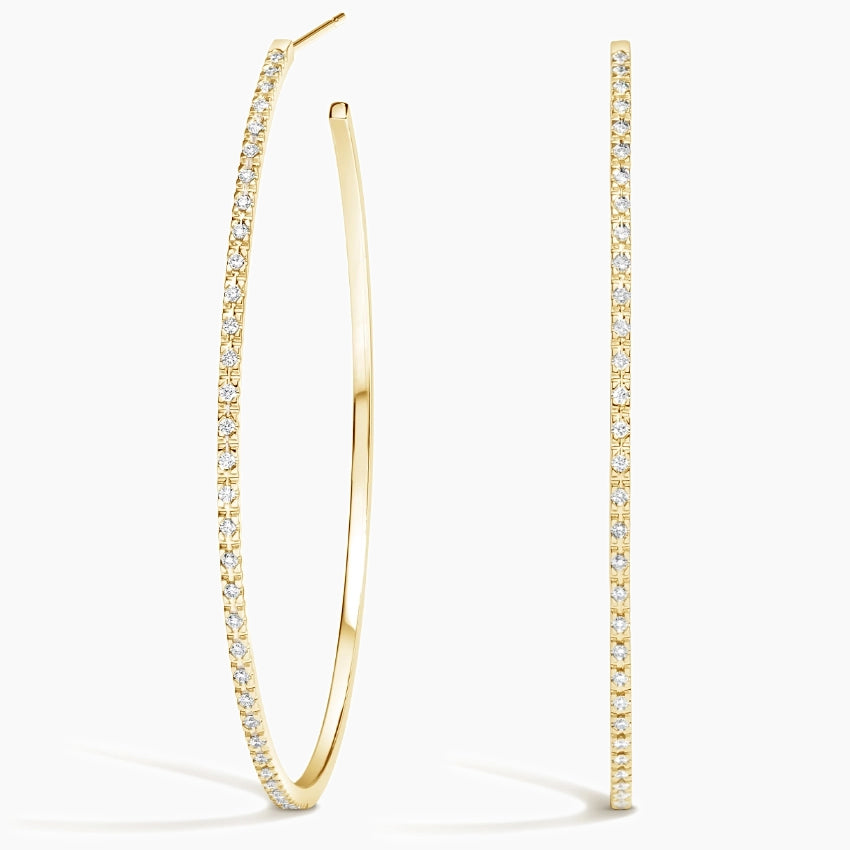 Round Lab Grown Diamond Large Hoop Earrings, EF Color, VS Clarity, IGI Certified