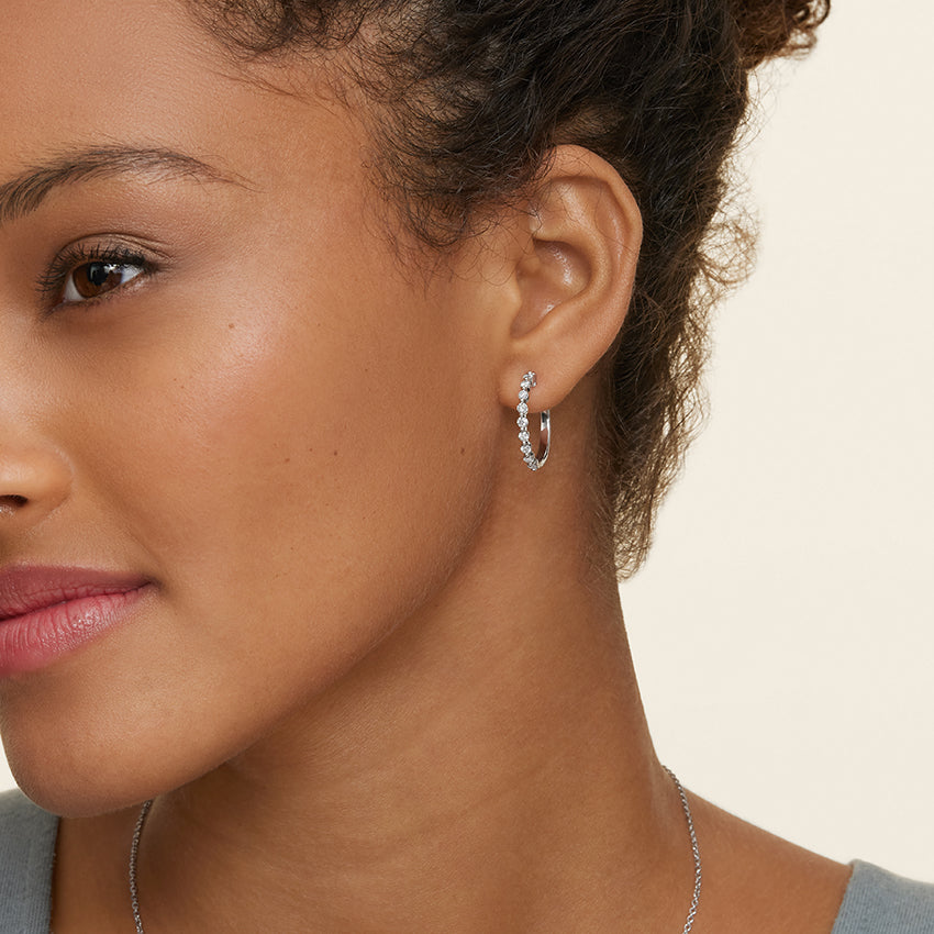 Round 0.45tcw Lab Grown Diamond Hoop Earring, EF Color, VS Clarity - IGI Certificate