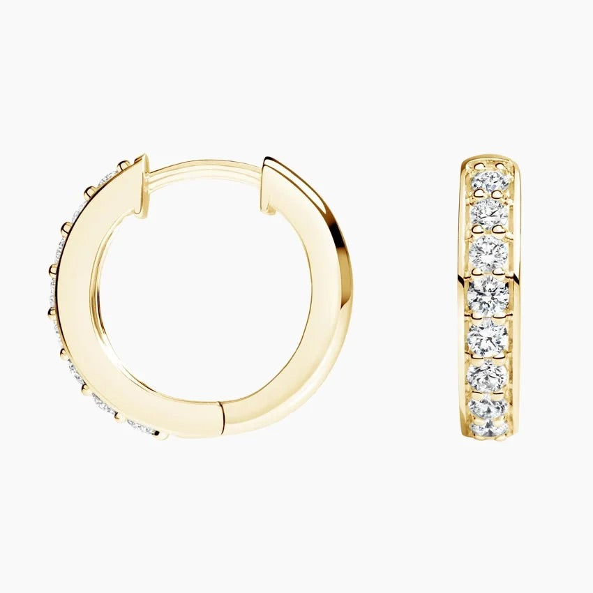 Yellow :: 0.50 carat lab grown diamond huggie hoop earrings small close fit design white gold everyday elegant jewelry