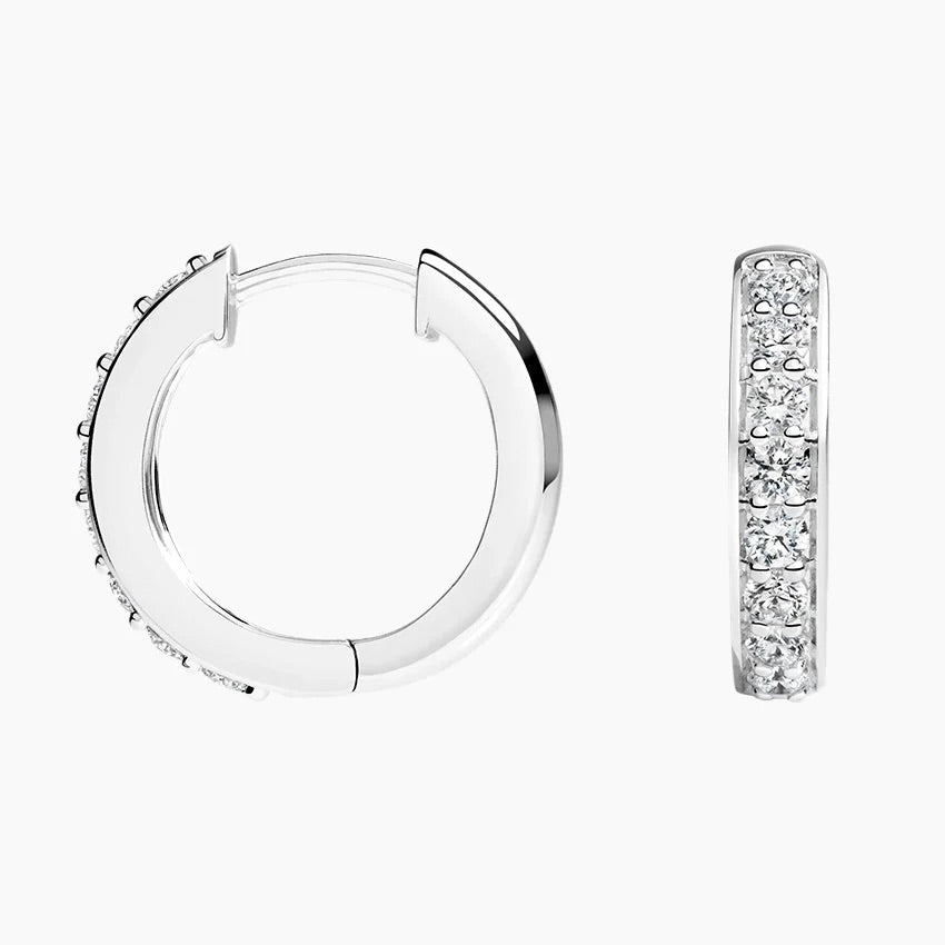 Round Lab Grown Diamond Hoop and Bar Stud Earring Set, EF Color, VS Clarity, IGI Certified