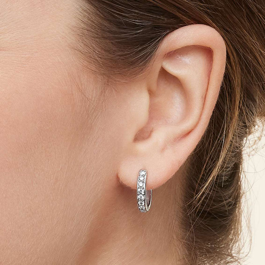White|Rose :: fine jewelry lab grown diamond huggie hoops 0.50ct white gold delicate circular elegance