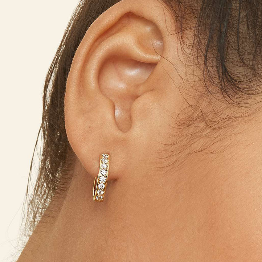 Yellow :: classic lab grown diamond huggie hoops 0.50ct white gold simple circular everyday jewelry