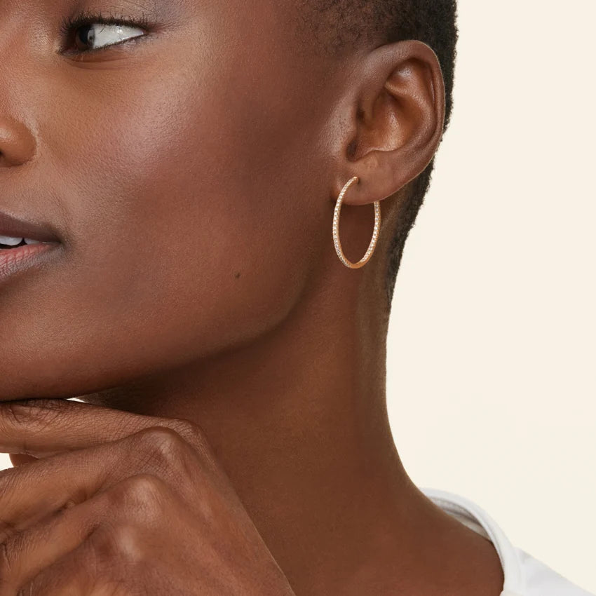 Yellow :: minimalist lab grown diamond hoop earrings huggie style white gold sleek everyday fine jewelry