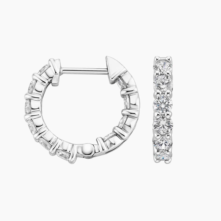 Round Lab Grown Diamond Huggie Earring, EF Color, VS Clarity - IGI Certificate