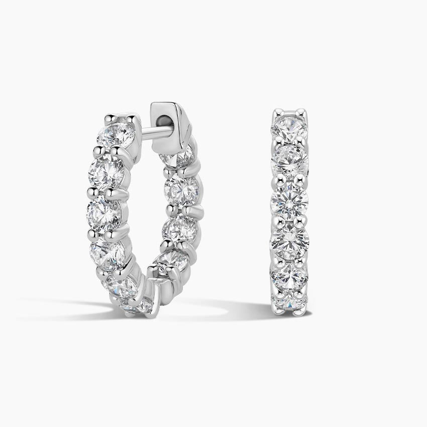 Round Lab Grown Diamond Huggie Earring, EF Color, VS Clarity - IGI Certificate