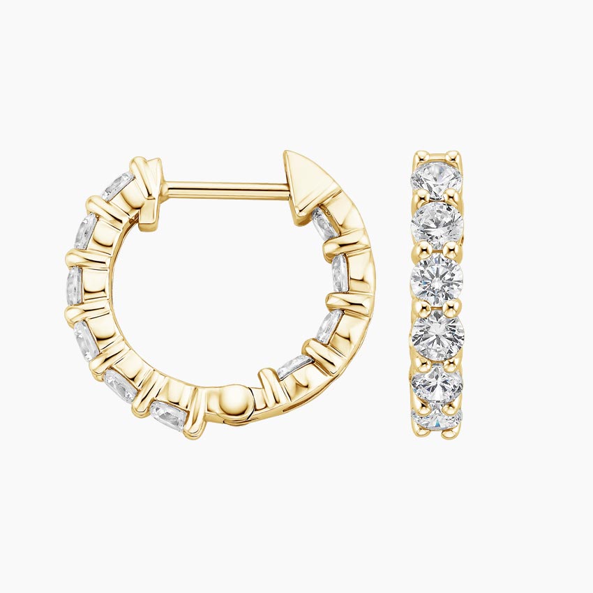 Round Lab Grown Diamond Huggie Earring, EF Color, VS Clarity - IGI Certificate