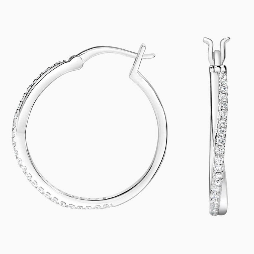 Round Lab Grown Diamond Calypso Twist Hoop Earrings, EF Color, VS Clarity, IGI Certified