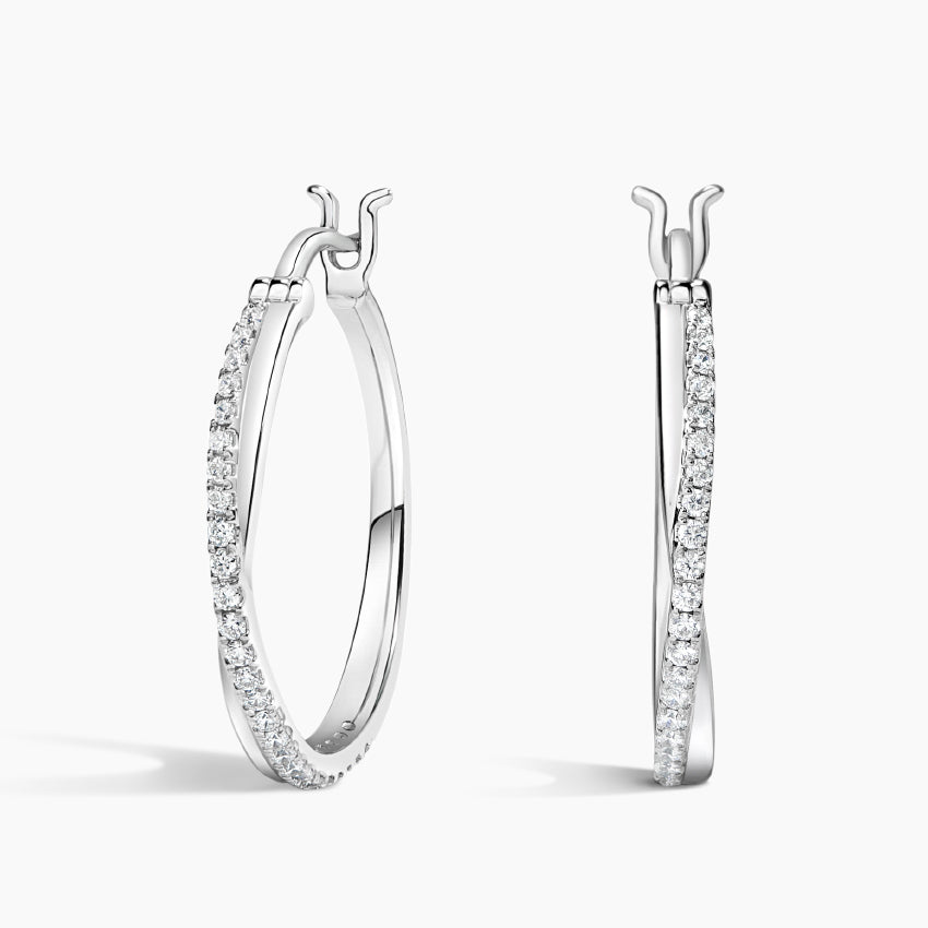 Round Lab Grown Diamond Calypso Twist Hoop Earrings, EF Color, VS Clarity, IGI Certified