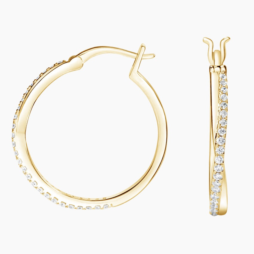 Round Lab Grown Diamond Calypso Twist Hoop Earrings, EF Color, VS Clarity, IGI Certified