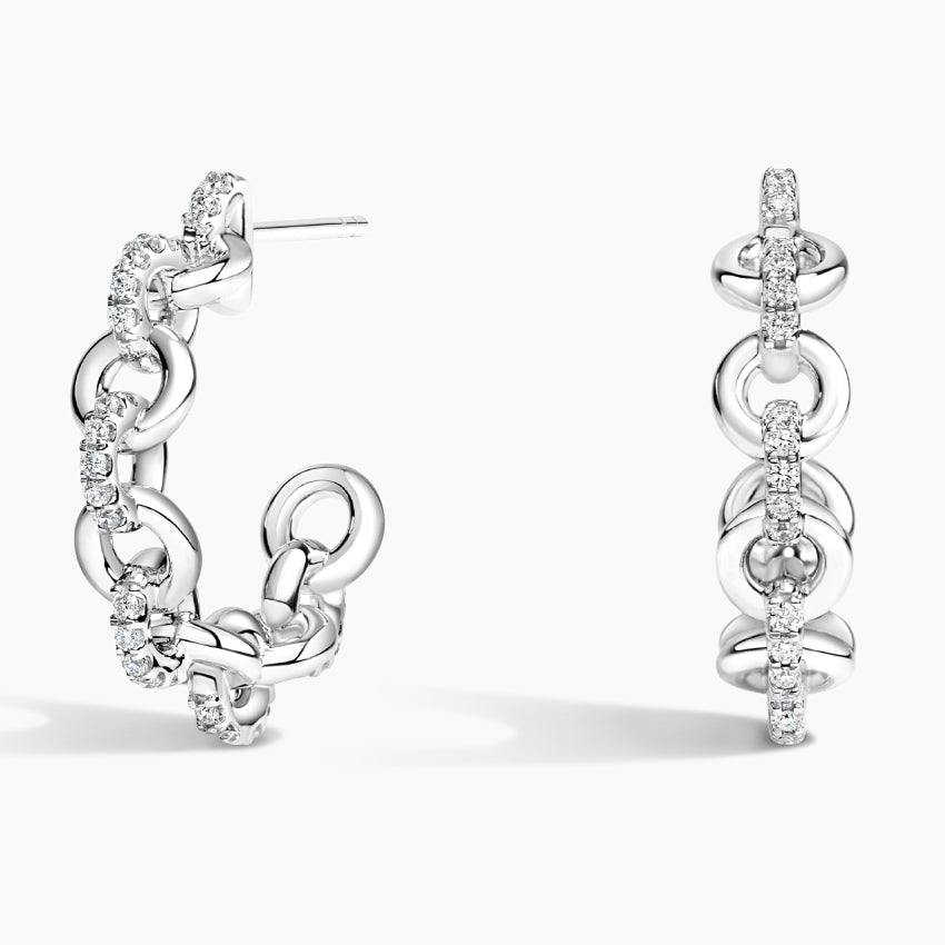 Round Lab Grown Diamond Chain Hoop Earrings, EF Color, VS Clarity, IGI Certified