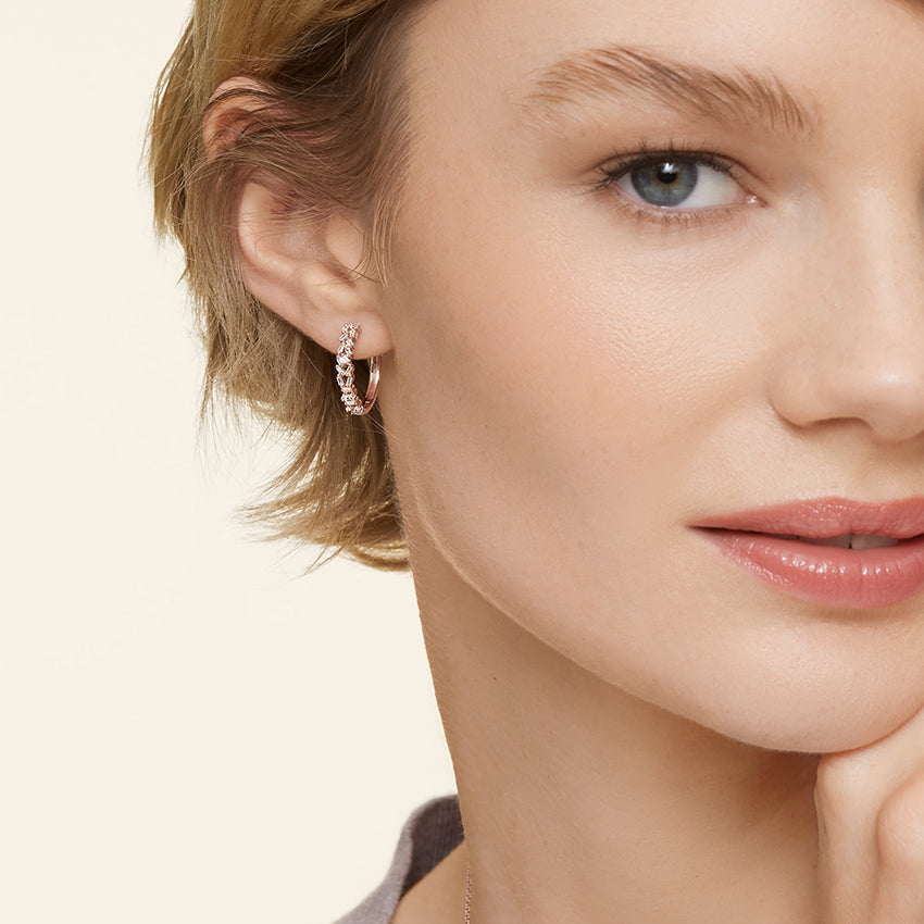 Baguette Lab Grown Diamond Cluster Hoop Earrings, EF Color, VS Clarity, IGI Certified