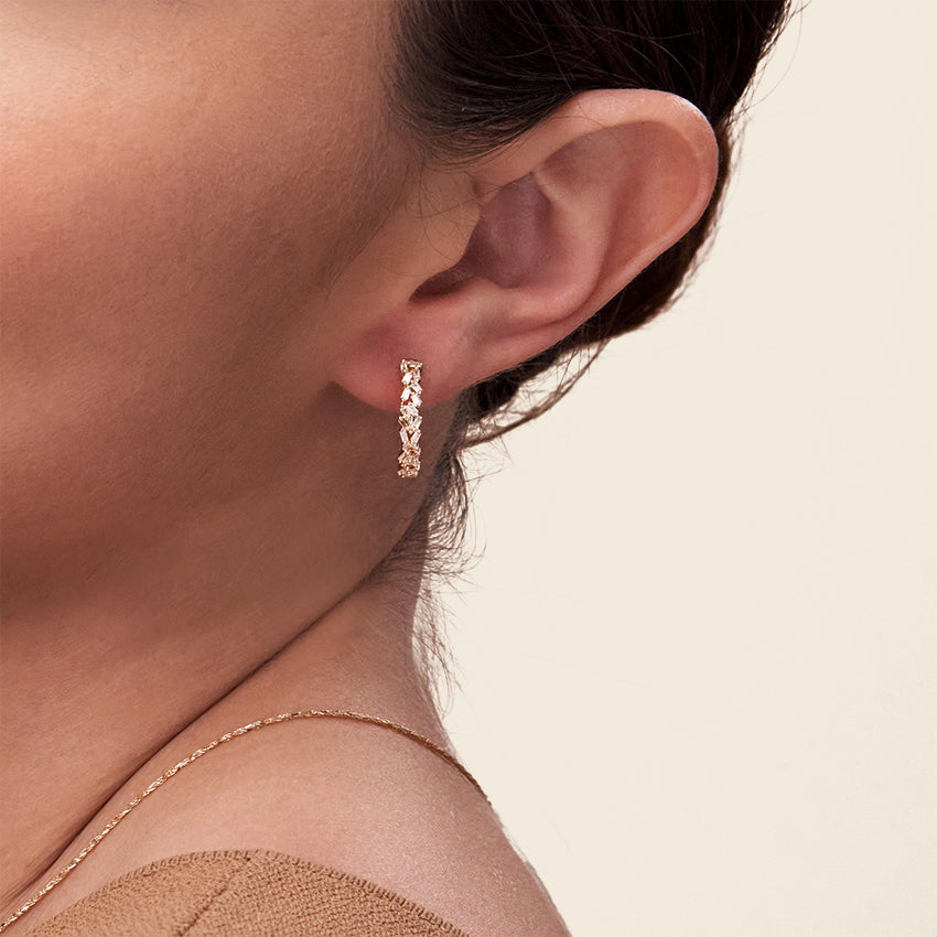 Baguette Lab Grown Diamond Cluster Hoop Earrings, EF Color, VS Clarity, IGI Certified