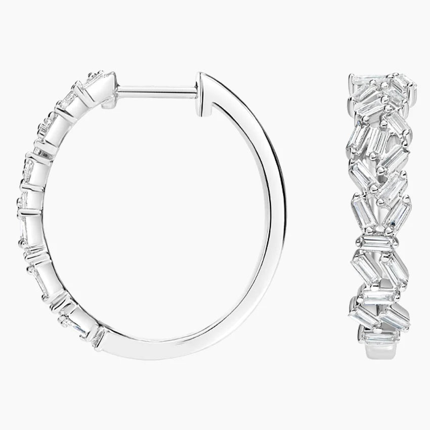 Luxe Baguette Diamond Cluster Hoop Earrings
