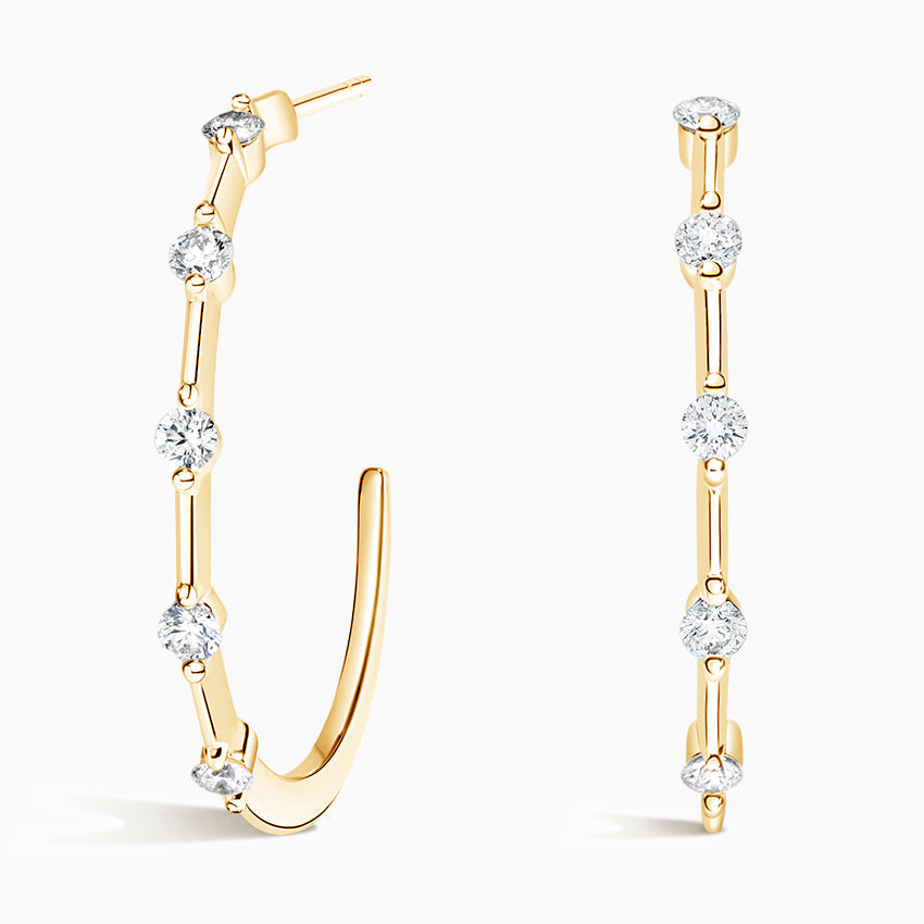 Round Lab Grown Diamond Aimee Large Diamond Hoop Earrings, EF Color, VS Clarity, IGI Certified