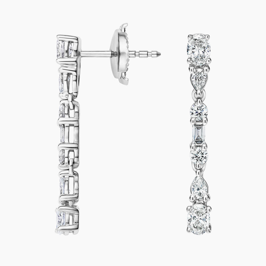 Multi Shape Lab Grown Diamond Drop Earring, EF Color, VS Clarity - IGI Certificate