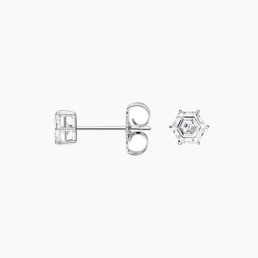 Hexagon Lab Grown Diamond Stud Earrings, EF Color, VS Clarity, IGI Certified