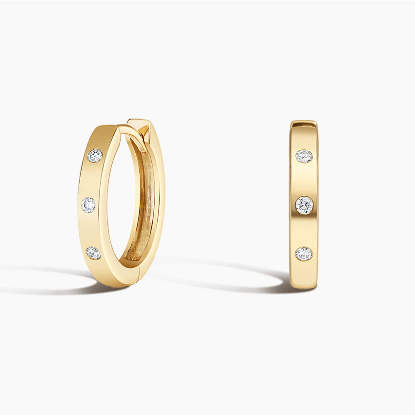 Round Lab Grown Diamond Flush Huggie Earring, EF Color, VS Clarity - IGI Certificate