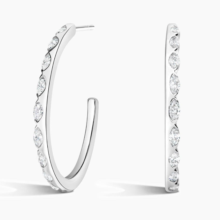 Marquise 0.70tcw Lab Grown Diamond Hoop Earring, EF Color, VS Clarity - IGI Certificate