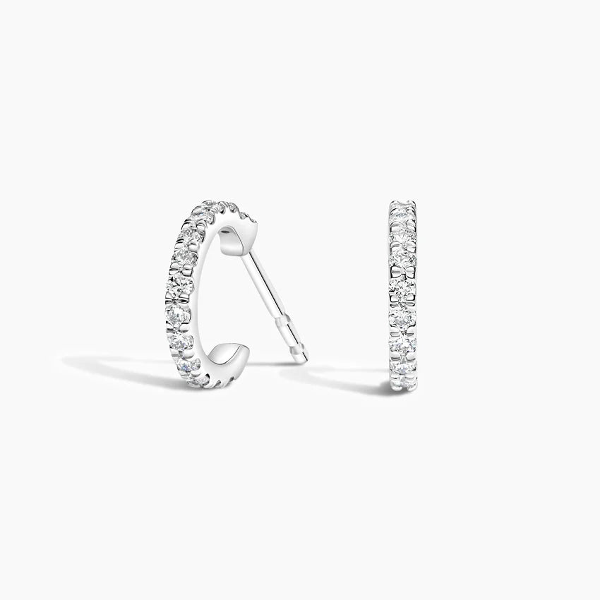 Round Lab Grown Diamond Pave Huggie Earring, EF Color, VS Clarity - IGI Certificate