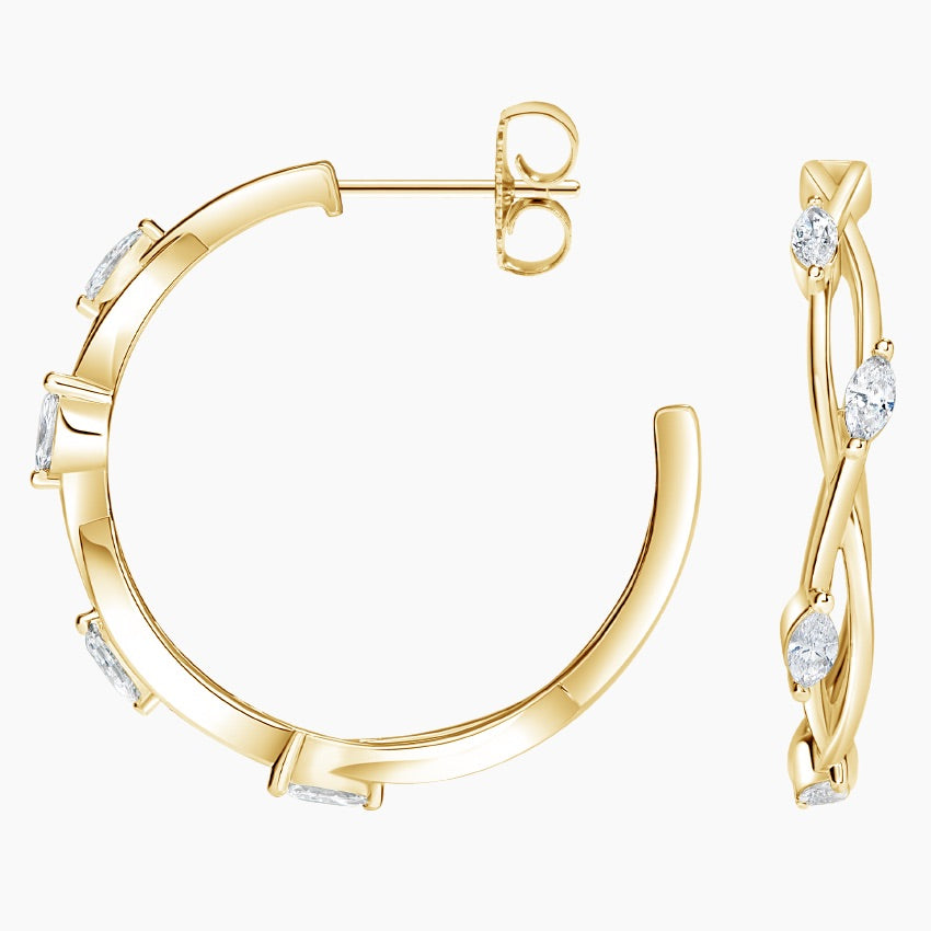 Marquise Lab grown Diamond Hoop Earring, EF Color, VS Clarity - IGI Certificate