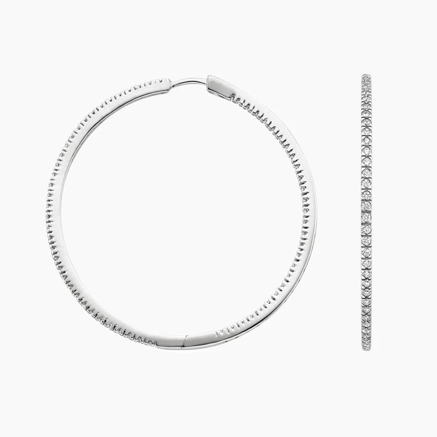 Round Lab Grown Diamond Echo Hoop Earrings, EF Color, VS Clarity, IGI Certified