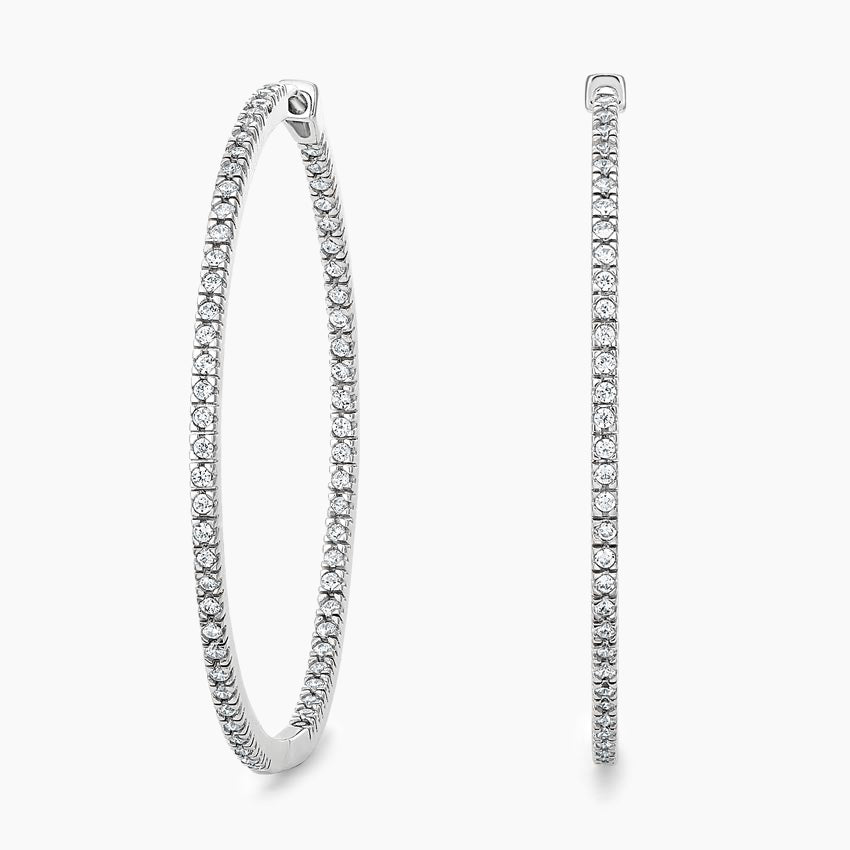 Round Lab Grown Diamond Echo Hoop Earrings, EF Color, VS Clarity, IGI Certified