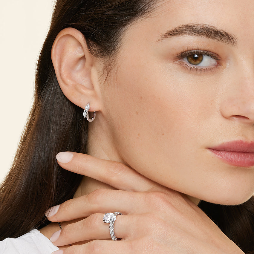 Marquise Lab Grown Diamond Petite Hoop Earring, EF Color, VS Clarity - IGI Certificate