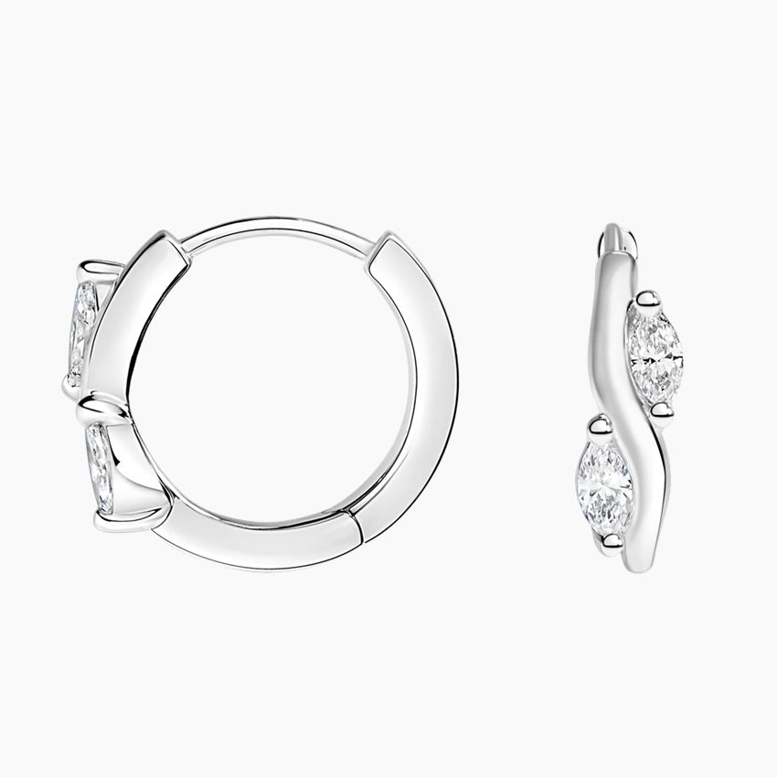 Marquise Lab Grown Diamond Petite Hoop Earring, EF Color, VS Clarity - IGI Certificate