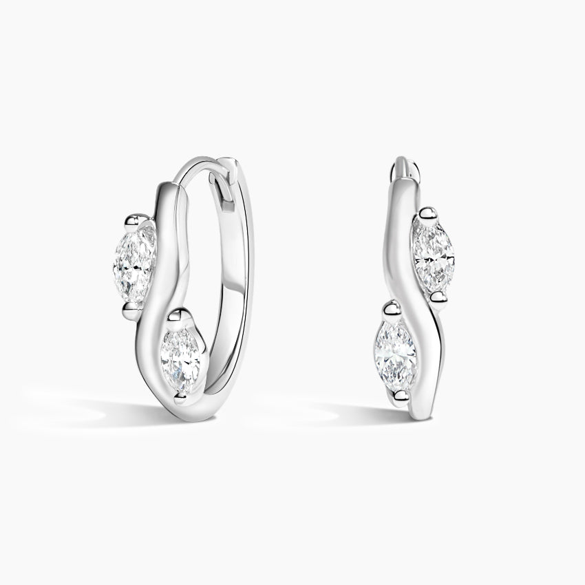 Marquise Lab Grown Diamond Petite Hoop Earring, EF Color, VS Clarity - IGI Certificate