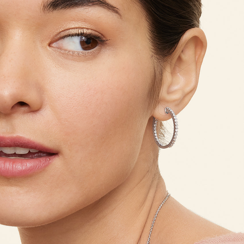 Round Lab Grown Diamond Bliss Lab Grown Diamond Hoop Earrings, EF Color, VS Clarity, IGI Certified