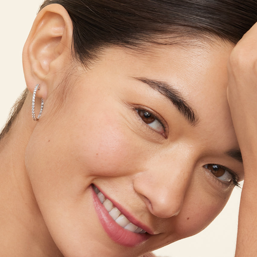 Round Lab Grown Diamond Bliss Lab Grown Diamond Hoop Earrings, EF Color, VS Clarity, IGI Certified